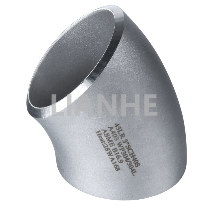 Heavy-Duty Stainless Steel Butt Weld 45DEG Elbow for Industrial Piping
