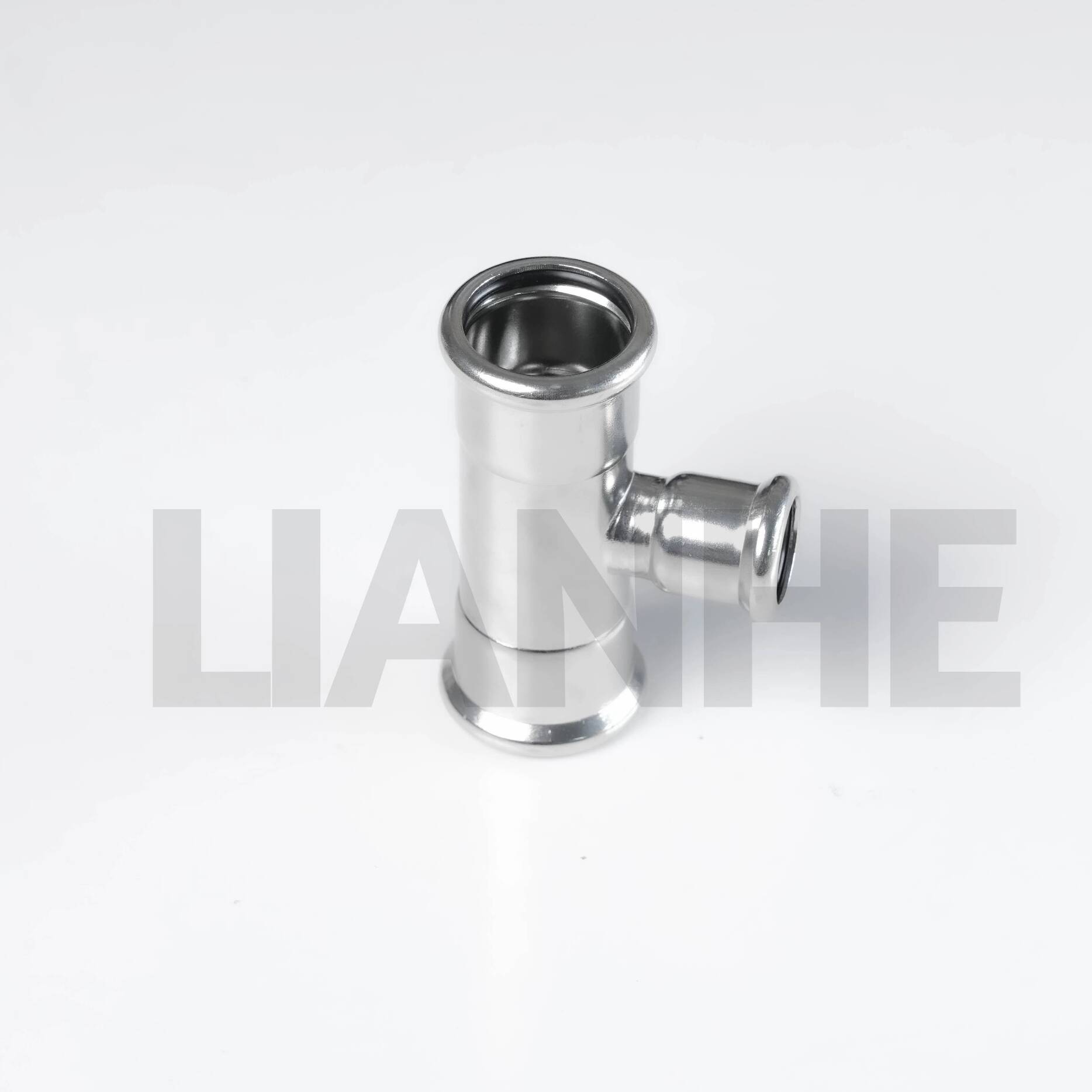 High-Purity Stainless Steel 304/316L Reducer Tee Press Fittings for Fluid Systems