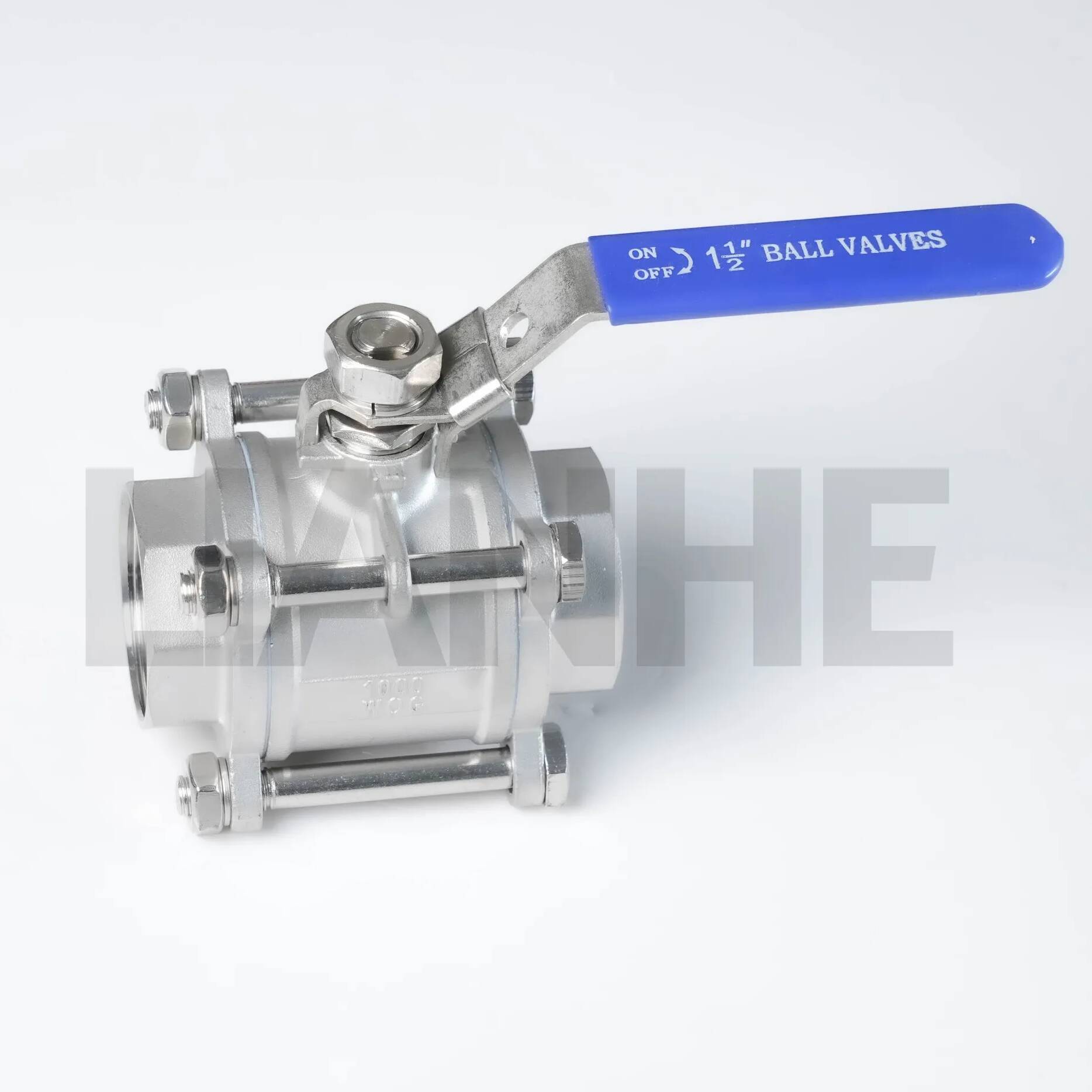 Stainless Steel 3-Piece Threaded Full Port Ball Valve with Handle 304/316